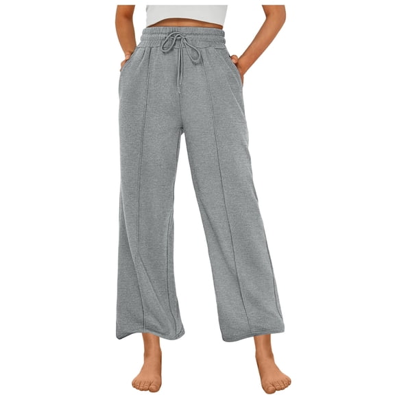 yillto Women Wide Leg Sweatpants High Waisted Baggy Lounge Pants Drawstring Athletic Joggers with Pockets