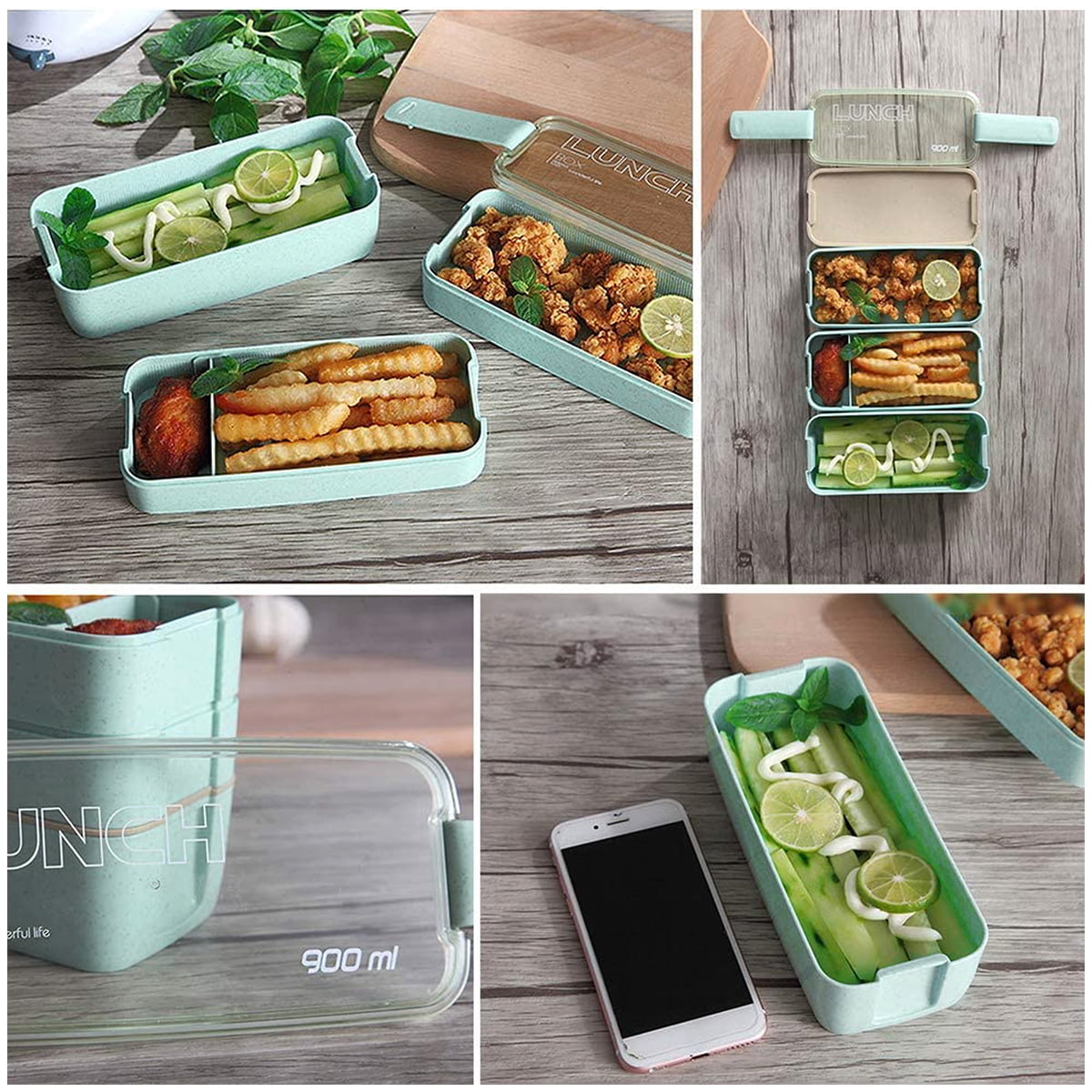  Iteryn Stackable Bento Box with Lunch Bag, 3 Compartment Japanese  Lunch Containers, Wheat Straw, All-in-1 Bento Lunch Box Kit for Adult Meal  Prep Lunch Snack: Home & Kitchen