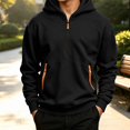 thumbnail image 2 of DJDLJWCJ Hoodies for Boys Fleece Lined Quarter Zipper Hooded Sweatshirt for Boys Winter Warm Pullover Hoodie Black Size 14, 2 of 9