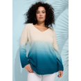 thumbnail image 3 of Roaman's Women's Plus Size Cotton Openwork Ombre V-Neck Pullover Sweater, 3 of 3