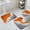 Orange, variant on Orange Grey Ombre Bath Mat 3 Piece Bathroom Rug Set, Modern Geometric Abstract Aesthetics Cream Non Slip Bath Rug Contour Mat and Toilet Lid Cover, Absorbent Shower Mats Soft Bath Rugs and Mats Sets