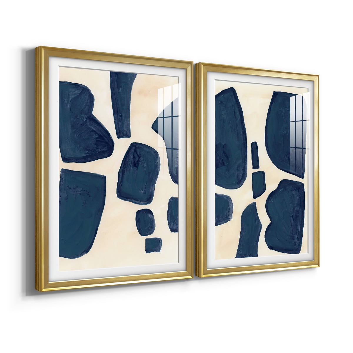 Wexford Home Blue Pieces I Abstract Art, Framed Art, 22.5" x 30.5" Gold Frame, Ready-Hang