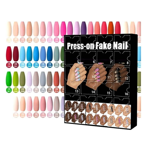 Christmas Nail Advent Calendar 24 Days Festive Manicure Set Holiday Stickers DIY Decals For Women Girls