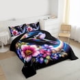 thumbnail image 3 of Homewish Animal Hummingbird Full Size Comforter Sets 3-Piece for Female Men,Boho Floral Moon Bedding Comforter Set,Chic Flowers Lightweight Bedding Sets,Microfiber Bedroom Decor,Reversible, 3 of 8