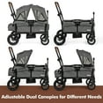 thumbnail image 2 of INFANS Poussette-wagon pour 2 Enfants, Guidon Pliable et Réglable, 2 Places avec Capote Amovible et Tablette pour les Collations, Repose-Pieds Rabattable Confortable et Sièges Rembourrés, 2 of 9