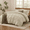 Oatmeal, variant on Duvet Cover Set Queen Size, 100% Washed Cotton, Ultra Soft Comforter Cover Linen Feel, 3PCs Breathable Bedding Set for All Season (White 90"x90")
