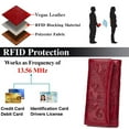 thumbnail image 3 of Women's Wallet Leather RFID Blocking Trifold Ladies Purse Embossed long Clutch Card Holder Phone Checkbook Organizer Red, 3 of 6