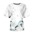 thumbnail image 5 of Ichuanyi Womens Shirts, Adult Fashion Woman Round Neck Short Sleeve Tops T-Shirt Prints Loose Blouse, 5 of 6