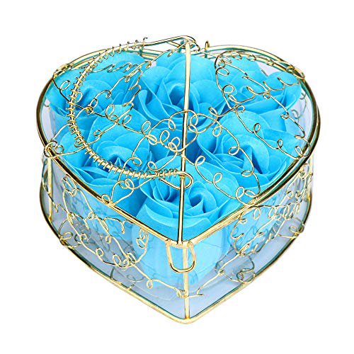 Nihai 6pcs Soap Rose Flower Heart Shape Gold Plated Iron Basket Gift Box About 10x10x6cm Scented Bath Body Petal Rose Flower Wedding Party Home Bathroom Decoration Blue Walmart Com Walmart Com