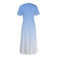thumbnail image 4 of Women's Plus Size Casual Fashion Gradient Print Round Neck Short Sleeve Pocket Tie-Waist Swing Dress - Light Blue XXL, 4 of 5