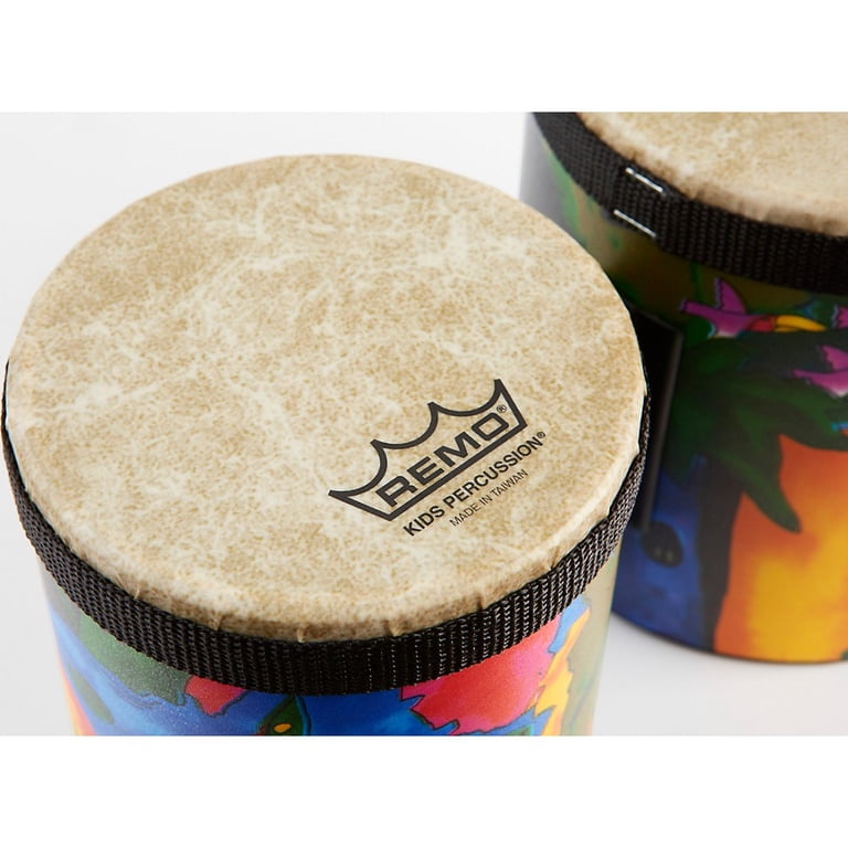 Remo, Kids Percussion Bongo Drum, Fabric Rain Forest 5'' and 6