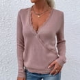 thumbnail image 1 of Suéter De Punto, Suéter Con Cuello En V Para Mujer, Ribete De Encaje Suave Para La Vida Diaria, 1 of 6