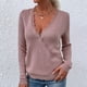 thumbnail image 3 of Suéter Con Cuello En V Para Mujer, Suave, Cómodo, Con Encaje, Elegante, De Punto, Color Sólido Para La Vida Diaria ANGGREK Otros, 3 of 6