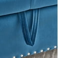 thumbnail image 3 of Velvet Storage Bench with Crystal Buttons and Pillow, 62.2-Inch Ottoman with Safety Hinge Design for Bedroom and Living Room, Blue, 3 of 7