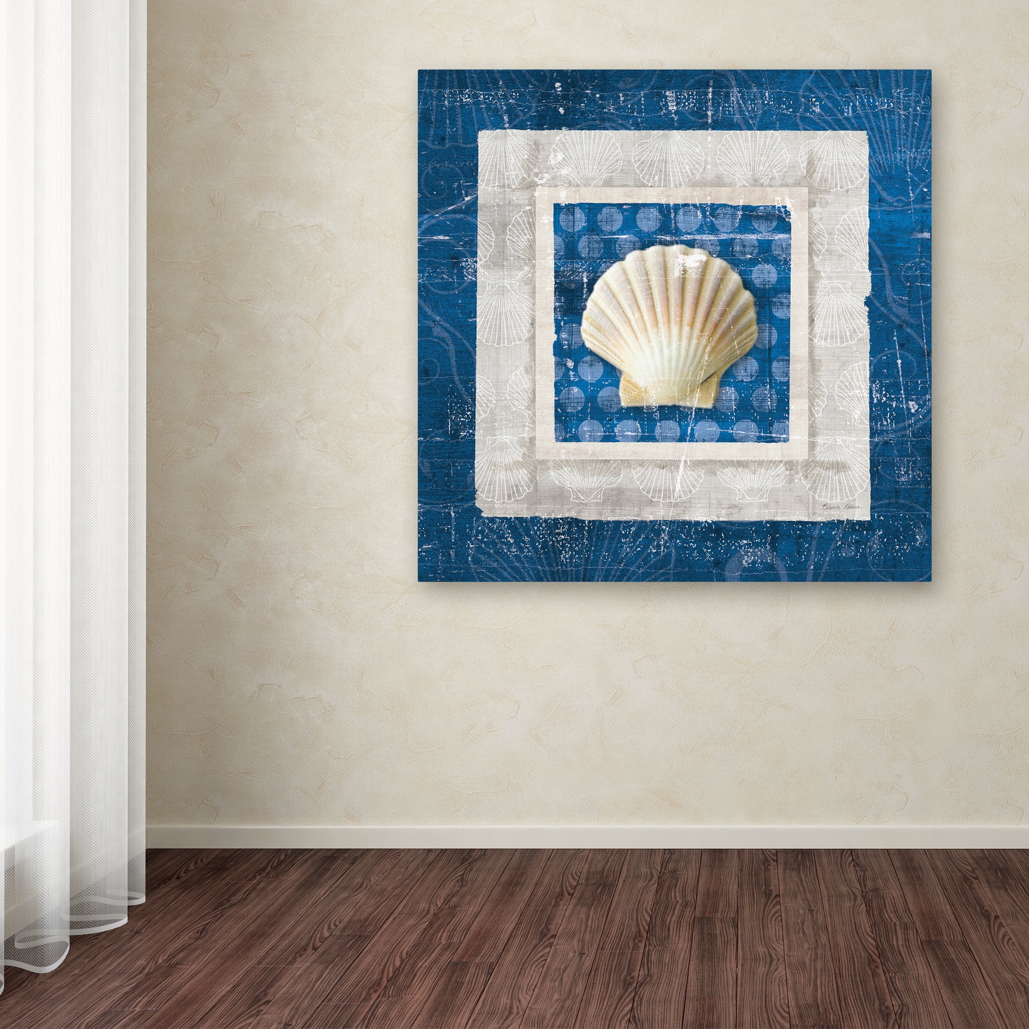 Trademark Fine Art "Sea Shell III on Blue" Canvas Art by Belinda Aldrich