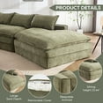 thumbnail image 3 of 133.86" Modern Minimalist Modular Sectional Sofa, Upholstered Cloud Couch with Deep Seats, Right Facing Chaise for Living Room, Green, 3 of 9