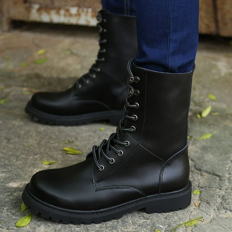 Stylish Men's Black Leather Boots - Comfortable All Day Wear