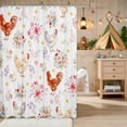 thumbnail image 2 of Erosebridal Chicken Shower Curtain 72Wx78L for Girls, Floral Bouquet Waterproof Bath Curtain, 2 of 5