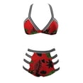 thumbnail image 3 of New Sexy Women Tropical Plant Print Split Swimsuit Pattern Beach Bikini Set, 3 of 9
