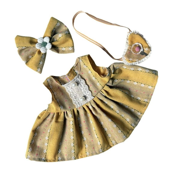 Kokiya 38cm Doll Clothes 38cm Plush Doll Outfit Fashion Dress up Soft Photo Props Costumes Doll Miniature Dress Dress Replacement style E