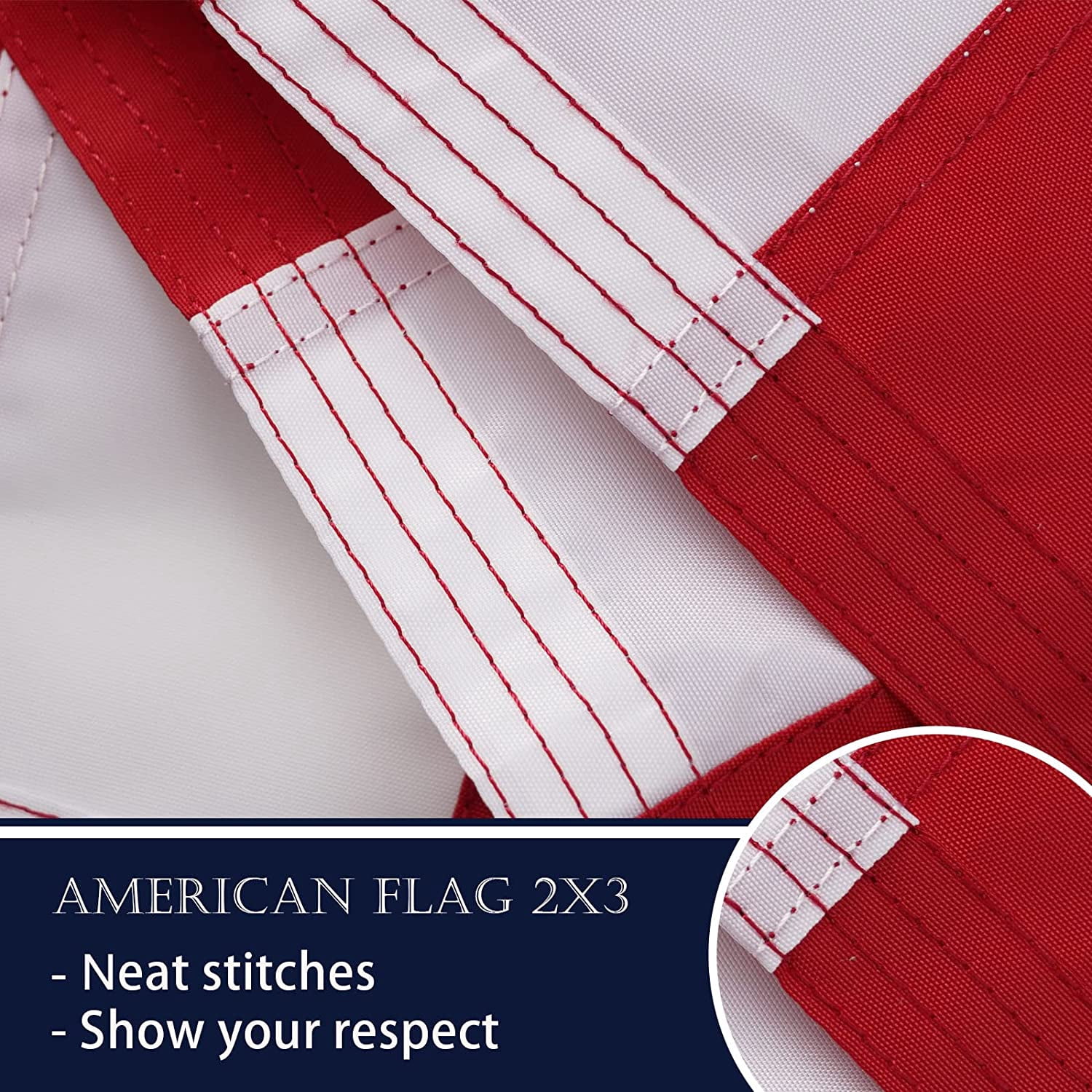 TOPFLAGS Nylon 8x12 feet 50 Stars American Flag, Embroidered 250D Embroidered Stars, Sewn Stripes, 3 Brass Grommets, Indoor/Outdoor, Vibrant Colors, Quality Nylon, US USA Flag
