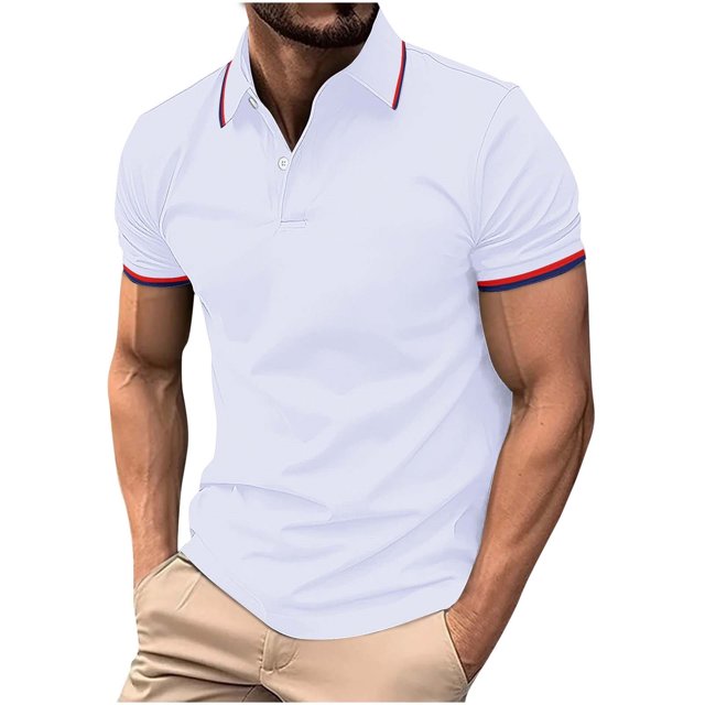 Jgppe Men's Casual T-Shirts Classic Solid Color Short Sleeve Collared Button Golf Shirts Quick Dry Summer Tops