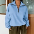 thumbnail image 3 of Yokua Women's Half Zip Cropped Pullover Quarter Zipper Hoodie Fall Winter Casual Sweatshirt Coat, 3 of 8