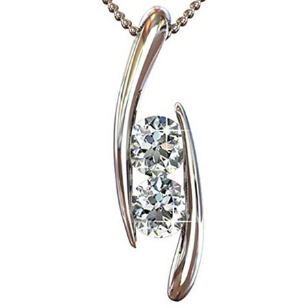 - Cate & Chloe McKenna 18k White Gold Pendant Necklace with Swarovski Crystals, Womens Classic Beautiful Sparkle Round Cut Diamond Crystal Silver Necklace, MSRP $165