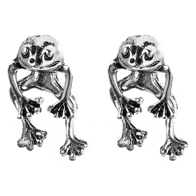 Fiudx Juego de Pendientes de Aleación con Forma de Rana, Joyería de Circonita Cúbica, Accesorios para Bodas, Material Hipoalergénico, Regalo de Navidad (1 Par)
