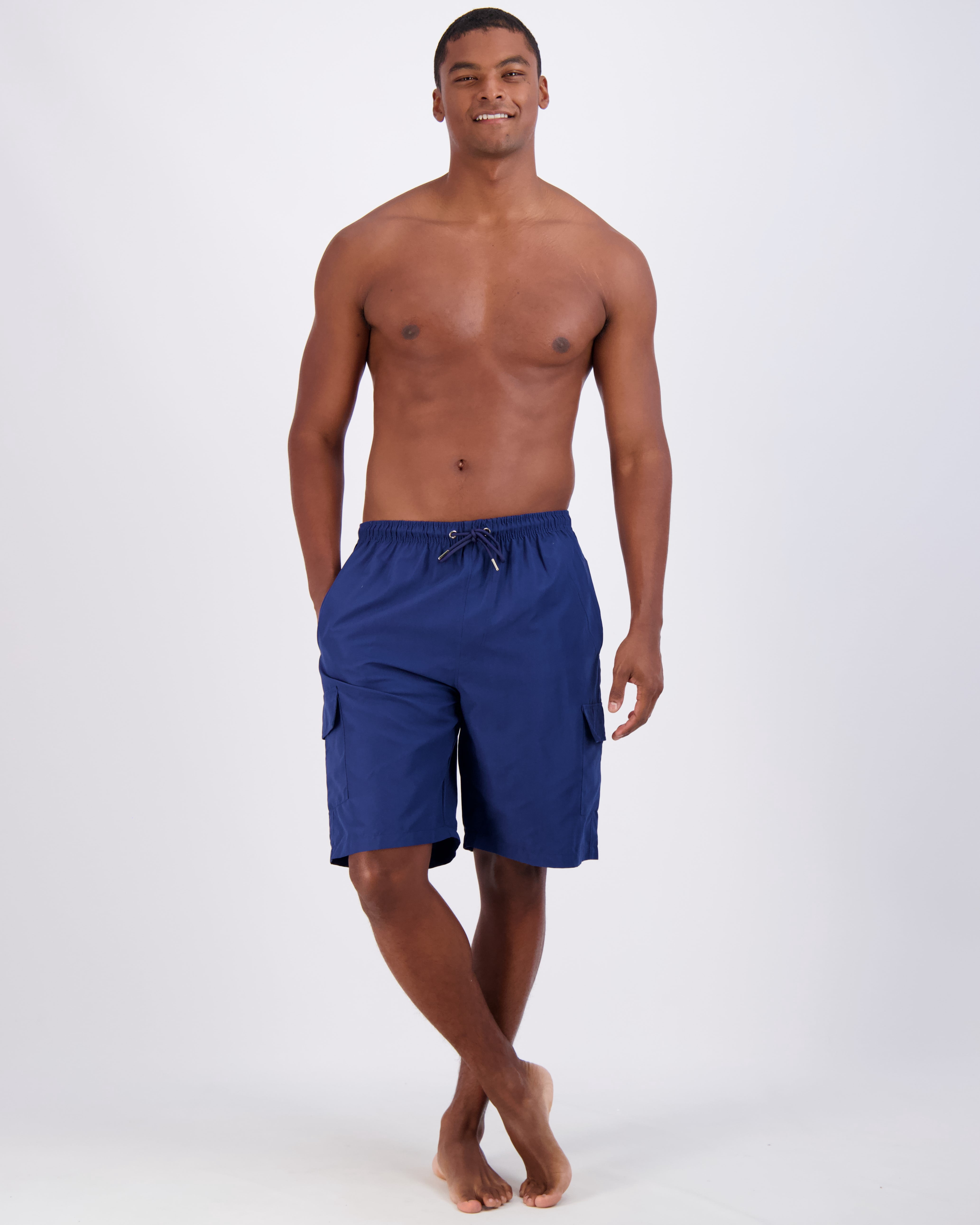 Real Essentials 3 Pack: Men's Swim Trunks with Cargo Pockets & Mesh Lining (Available in Big & Tall)