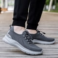 thumbnail image 4 of Quealent Adult Men Fashion Sneakers Mens Sneaker Boots Low Top Couple Men'S Spring and Summer New Non Slip Walking Fashion Light Shoes Mens Leather Sneaker Dark Gray 7.5, 4 of 5