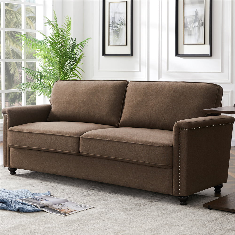756l Brown Sofa Modern Linen Fabric Sofas For Small Spaces