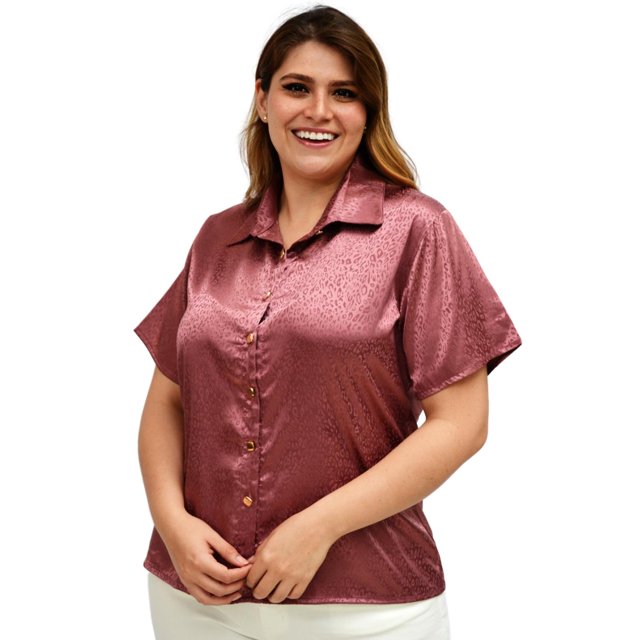 Camisa satinada en talla extra, modelo 731 (mauve) rosa 38 Roman Fashion Camisa extra 731