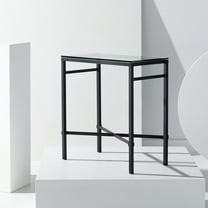 SAFAVIEH Couture Viggo Glam Glass Top Metal Side Table, Black