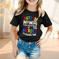thumbnail image 2 of Girls Summer Tops Size 6 Letter Print Cotton Tee Tops Pull-On Back To School Supplies for Kids autism spectrum disorder Summer Blouse for Girls Black,110, 2 of 4