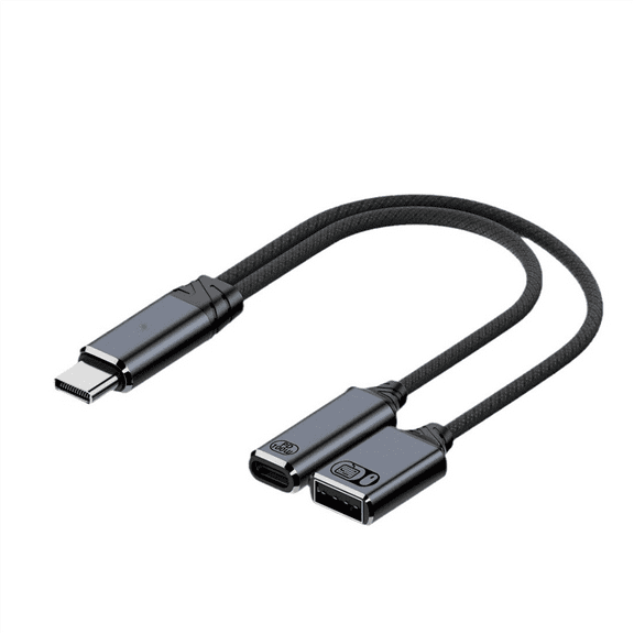 USB C OTG Cable Phone Adapter 2 in 1 Type to A with PD Charging Port for Smartphone Laptop Tablet Grey