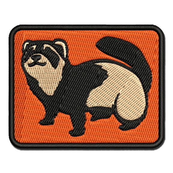 Friendly Ferret Applique Multi-Color Embroidered Iron-On Patch - 2.5 Inch Small