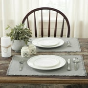 VHC Brands Burlap Dove Grey Farmhouse 13"x19" Placemat Set of 6 Cotton Solid Color Rectangle Kitchen Table Decor