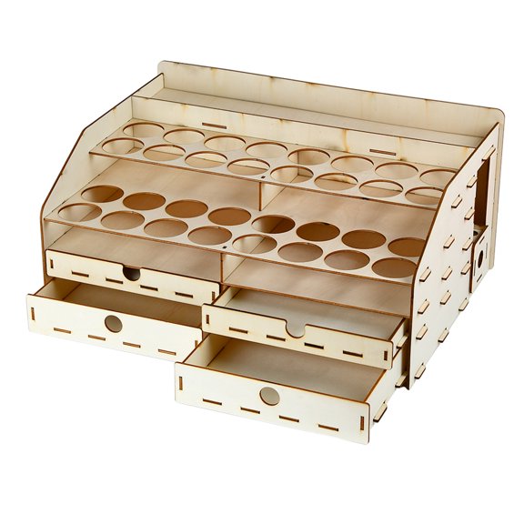 Matsuzay Organizador de pinturas en miniatura, práctico soporte de para manualidades de madera, accesorios, contenedor, contenedores con cajón Almacenamiento y organización del hogar
