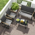 thumbnail image 4 of Costway 4 PCS Patio Furniture Set with Padded Fabric Seat & Wood-Plastic Armrests Table, 4 of 9