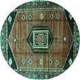 thumbnail image 1 of Ahgly Company Indoor Round Persian Turquoise Blue Traditional Area Rugs, 5' Round, 1 of 4