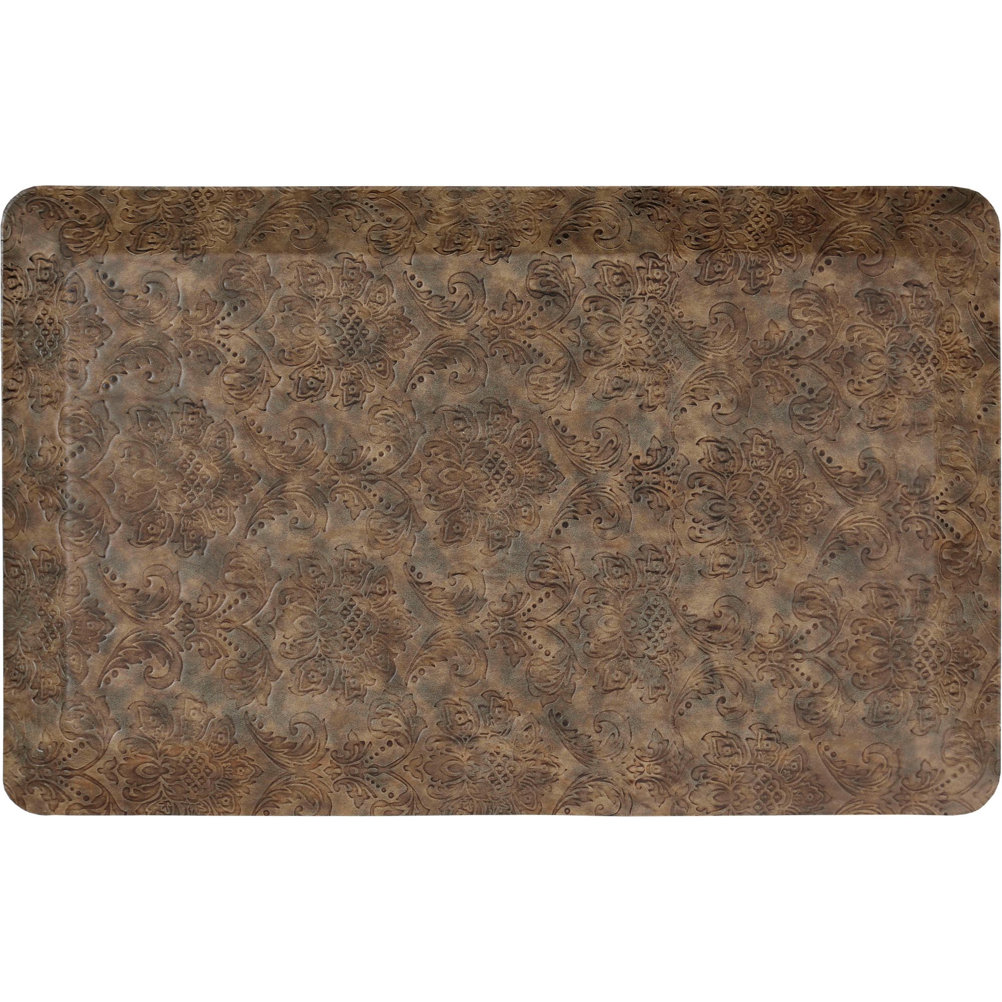 Emeril Lagasse Comfort Air Damask Kitchen Mat, Beige/Brown, 19.6"x39"