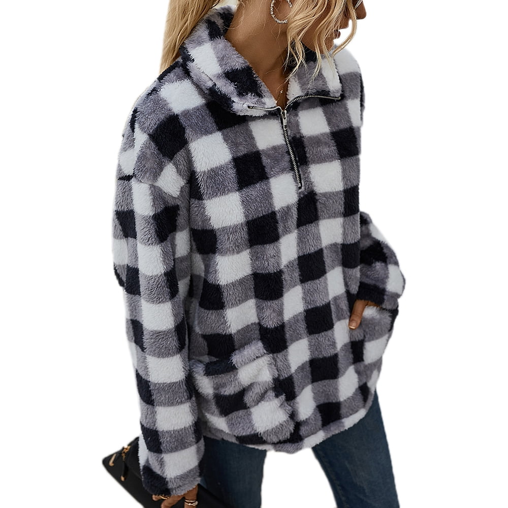 checkered pullover