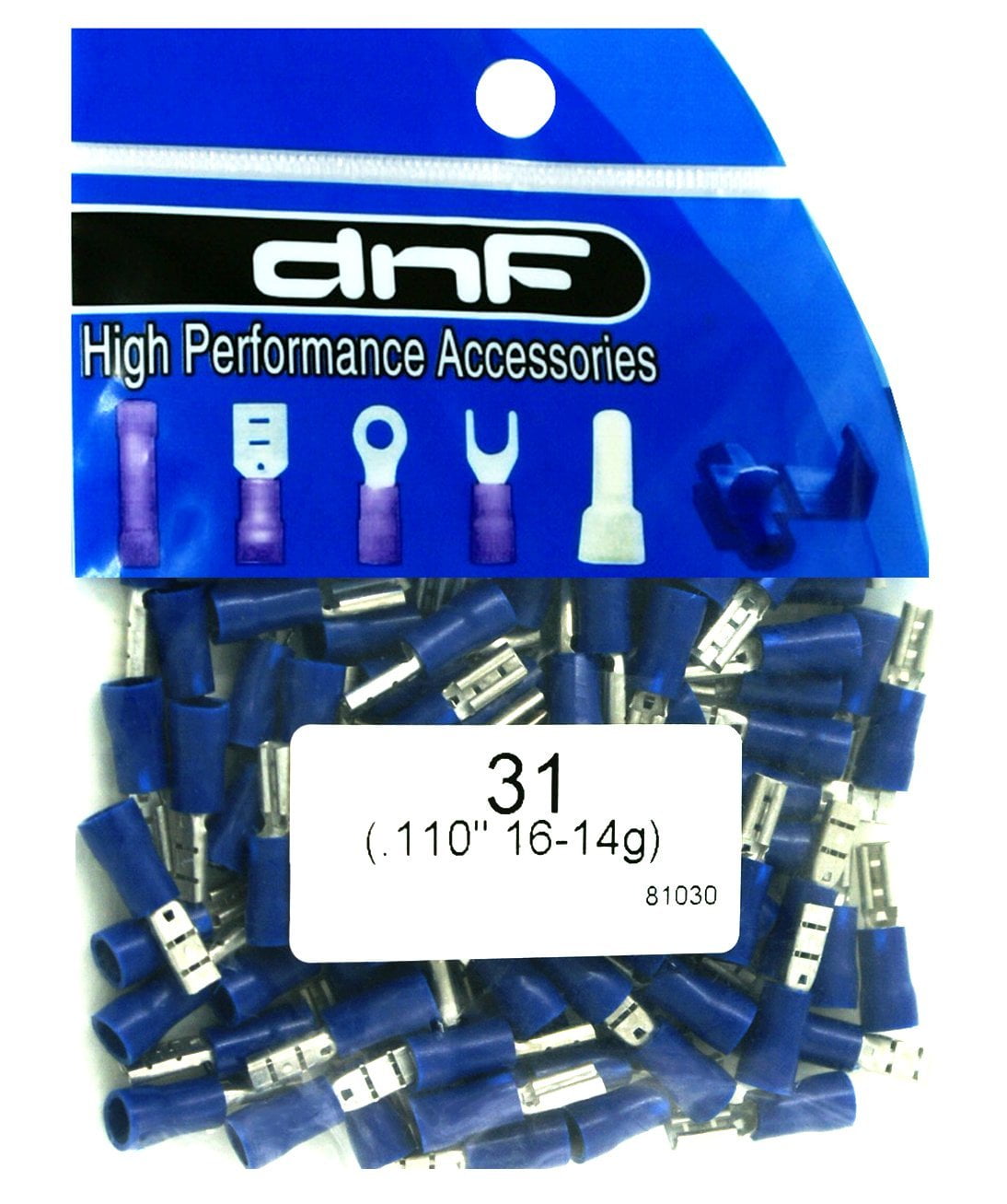 DNF 100 Pack 1614 Gauge Blue Vinyl Female Quick Disconnect Wire