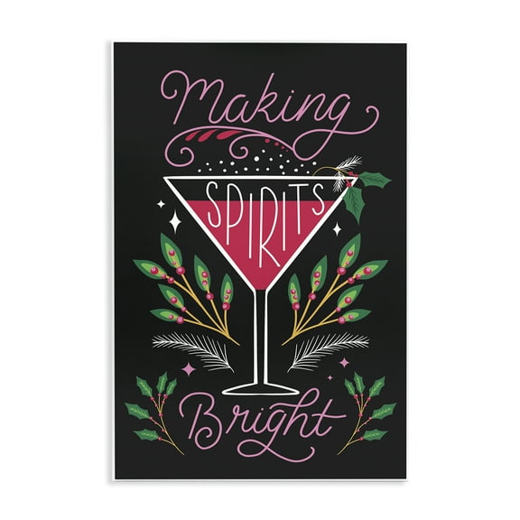 Stupell Industries Making Spirits Bright Martini Holiday Painting Unframed Art Prints Wall Art, 10 x 15