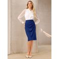 thumbnail image 2 of DARING DIVA Women's High Waist Ruched Bodycon  Leisure Midi Pencil Skirt S Royal Blue, 2 of 7