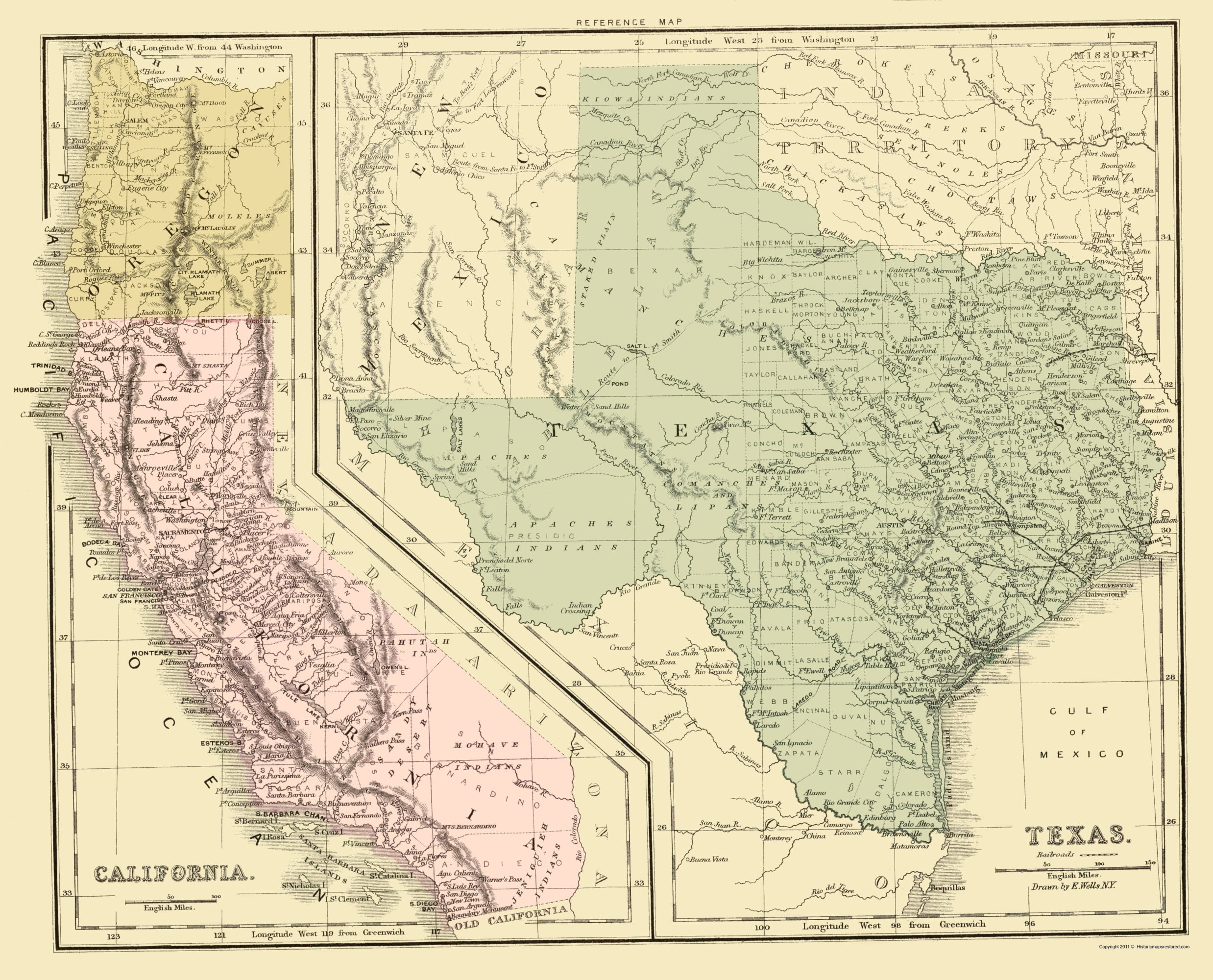 Texas With California Oregon Appleton 1864 23 X 28 48 Walmart Com Walmart Com