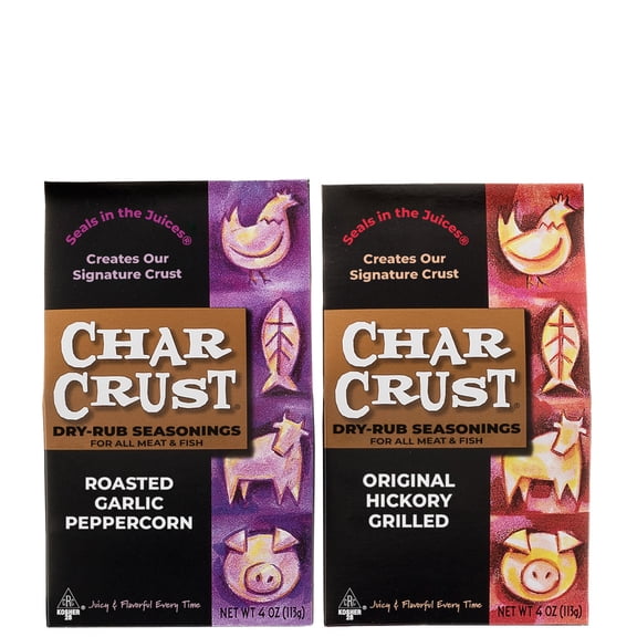 Char Crust Original Hickory Grilled and Roasted Garlic Peppercorn, Bestsellers Cooking Pack, 4 Ounce (Pack of 2)