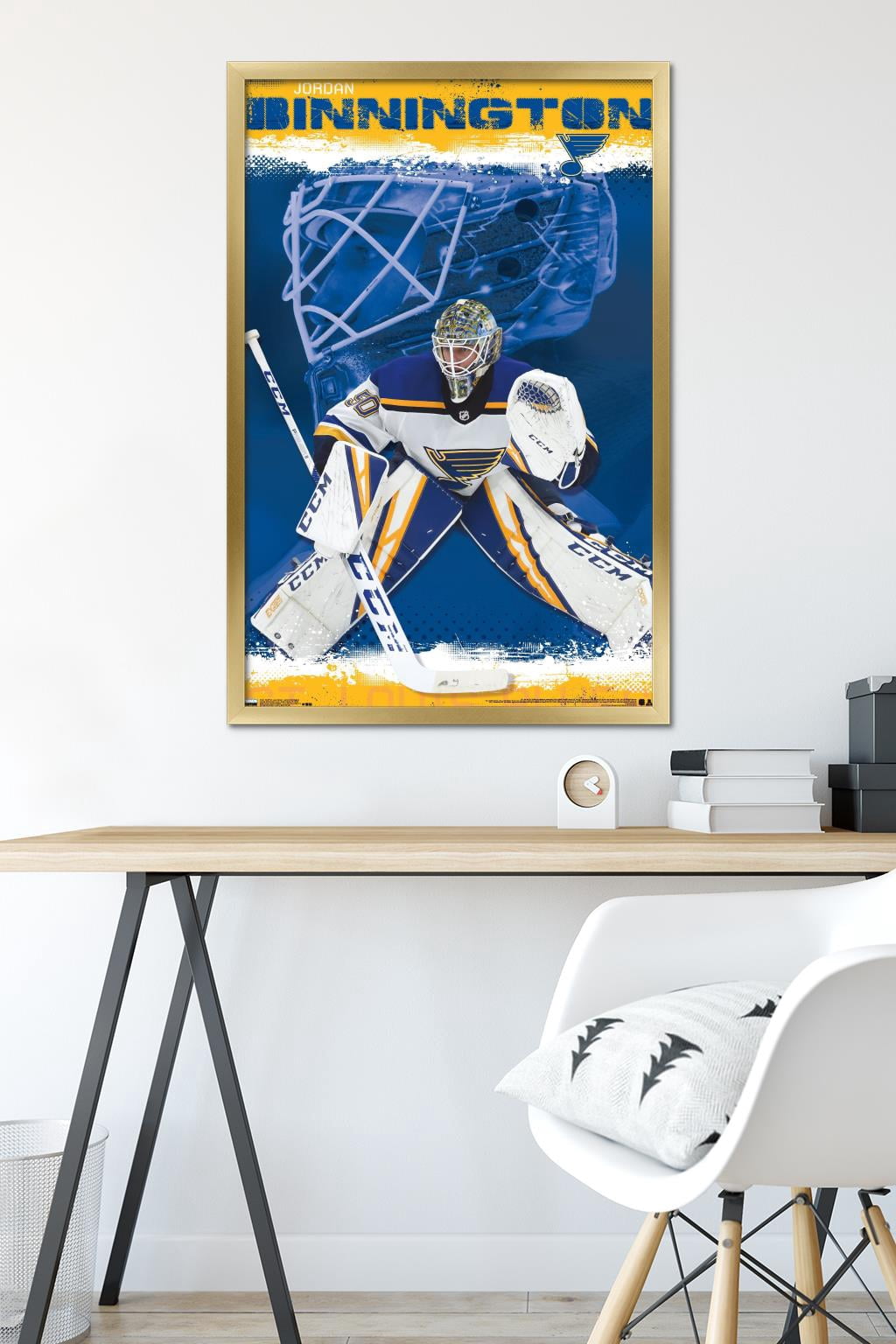 NHL St. Louis Blues - Jordan Binnington 19 Wall Poster, 22.375" x 34", Framed