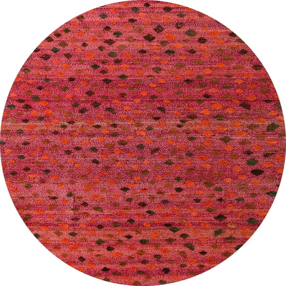 Ahgly Company Indoor Round Abstract Red Abstract Area Rugs, 4' Round